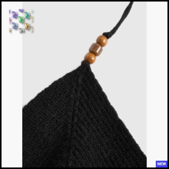 Boho Halter Top Y2K Festival Wear Crochet Crop Top V Neck Backless - Picture 2 of 5